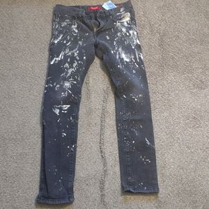 Guess Los Angeles Medium Rise Skinny Men's Jeans Painted Black Size 30 x 30